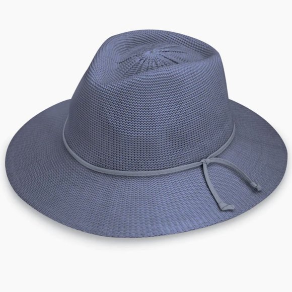 Wallaroo Hat Company Accessories - Wallaroo Hat Co Packable Travel UPF 50+ Dusty Blue Adjustable Victoria Fedora